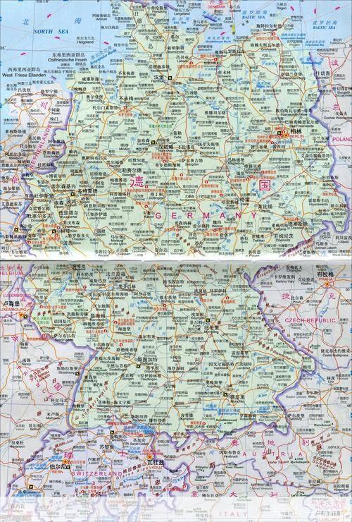 德国地图高清中文版: 德国地图高清中文版:探索欧洲心脏地带的地理之美