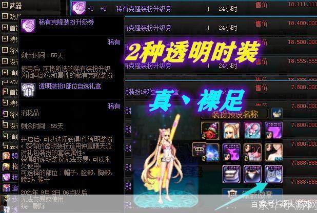DNF透明装扮探秘：时尚与战斗力的完美结合