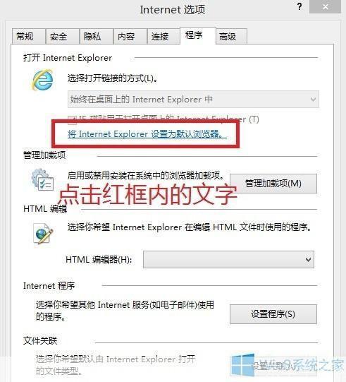 如何将Internet Explorer设置为默认浏览器