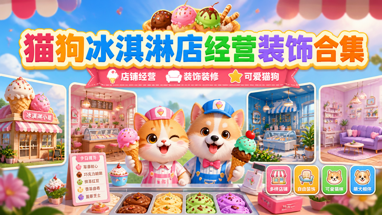猫狗冰淇淋店经营装饰合集