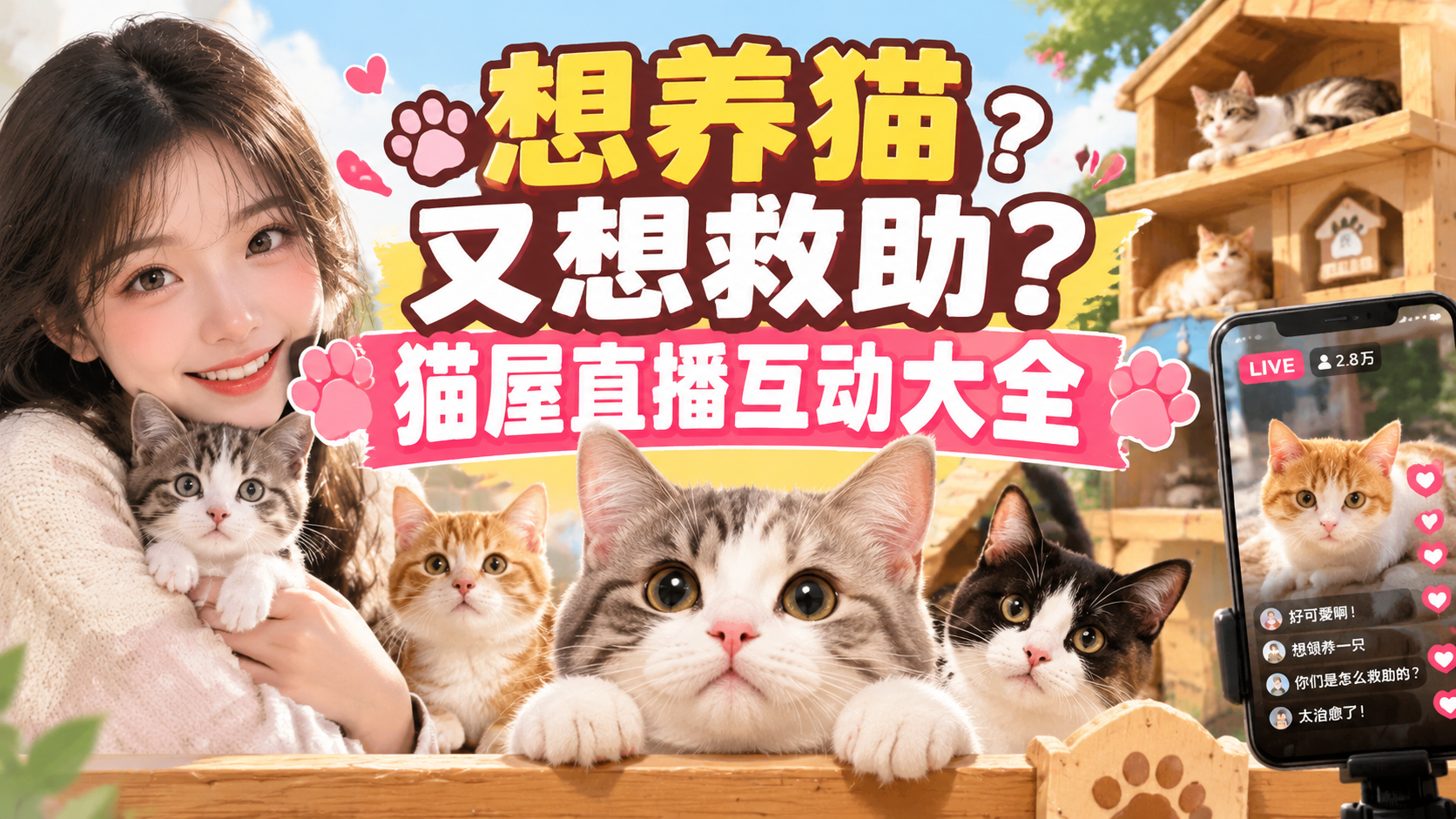 想养猫又想救助？猫屋直播互动大全