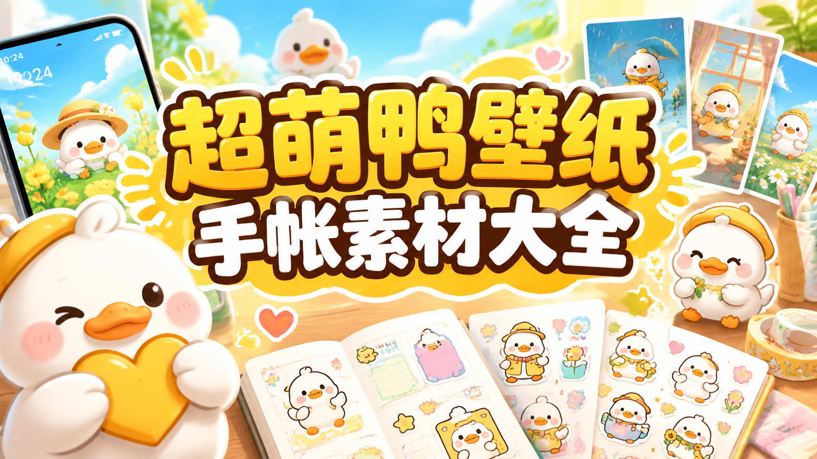超萌鸭壁纸手帐素材大全
