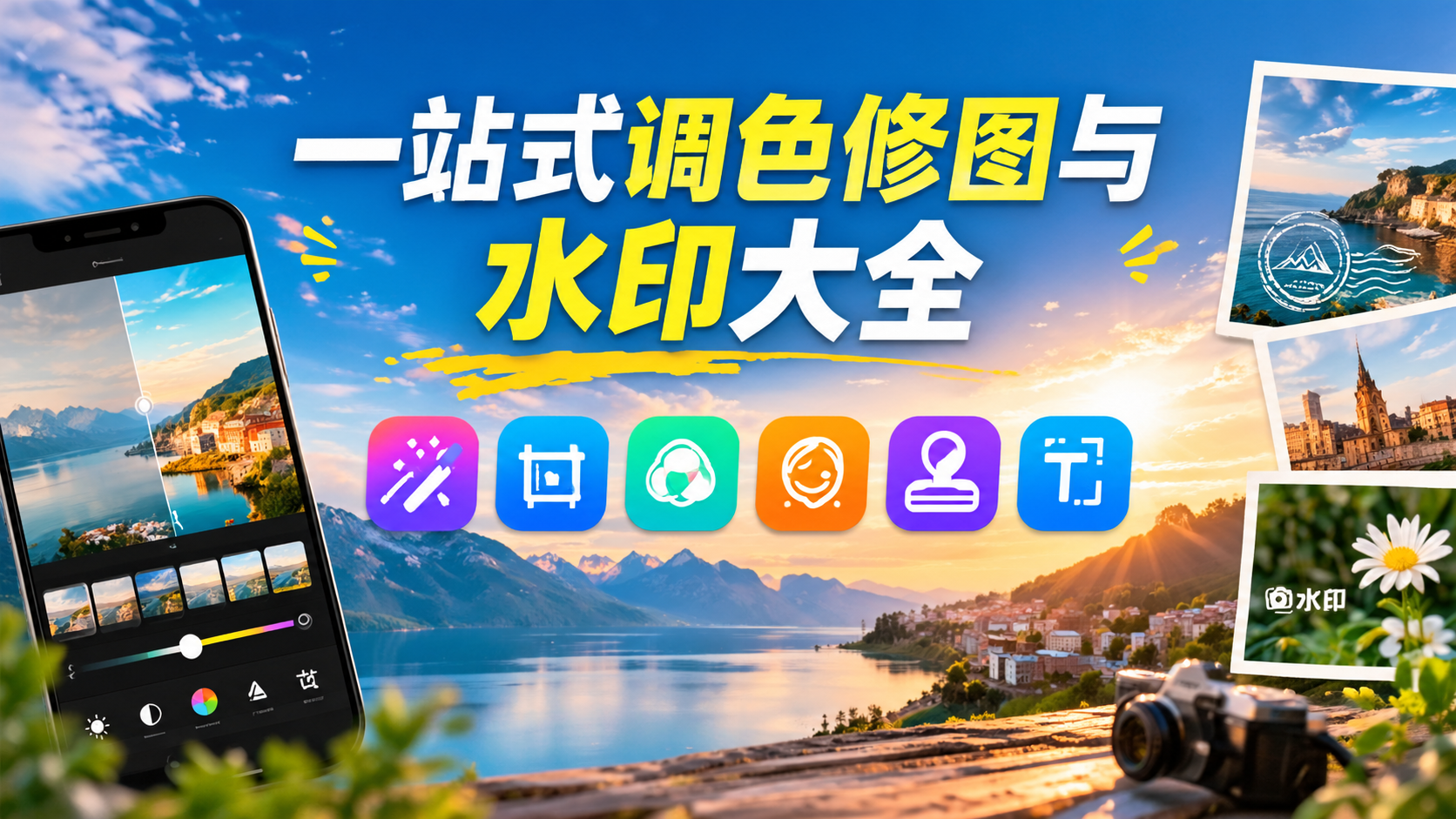 一站式调色修图与水印大全