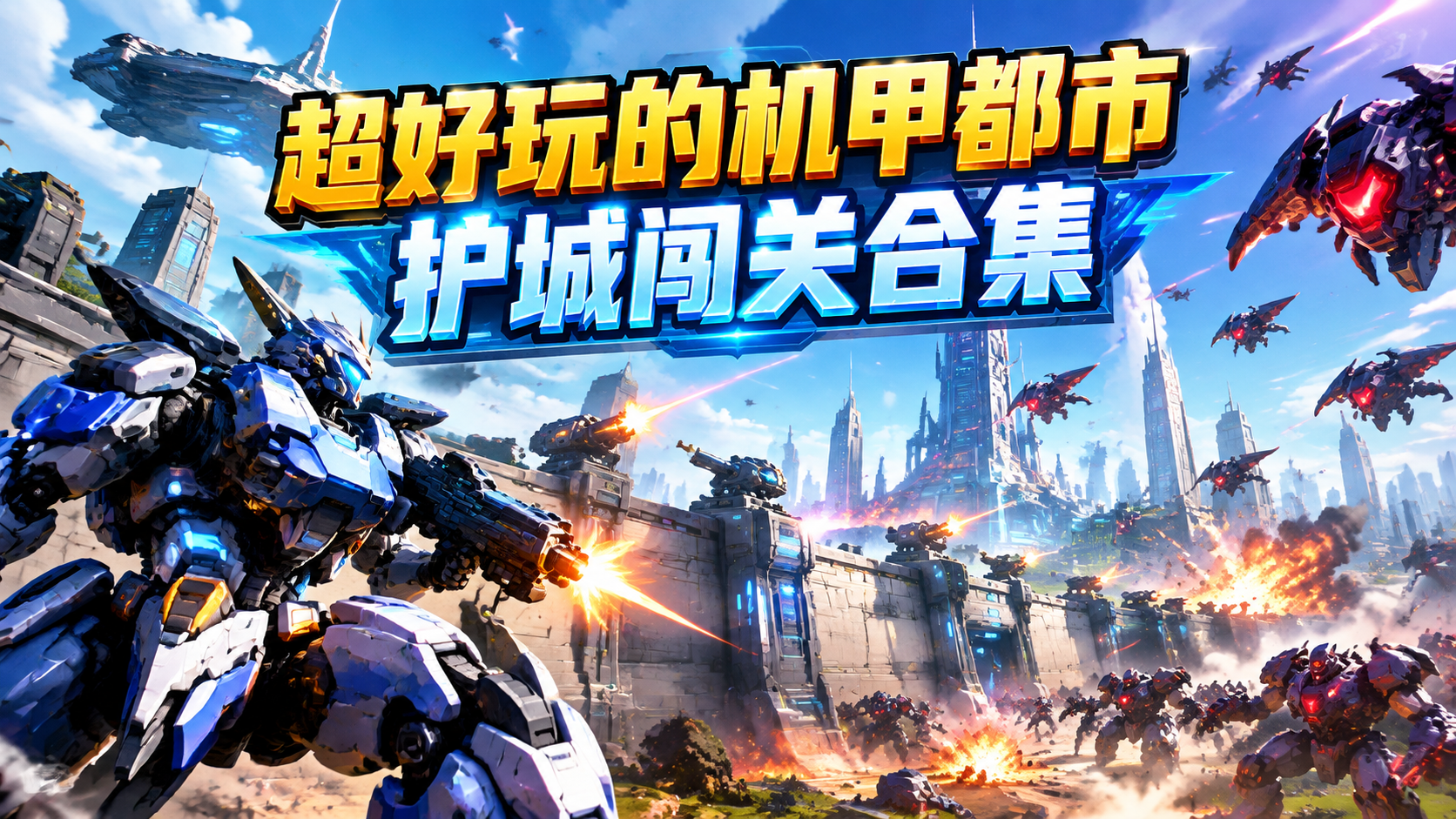 超好玩的机甲都市护城闯关合集