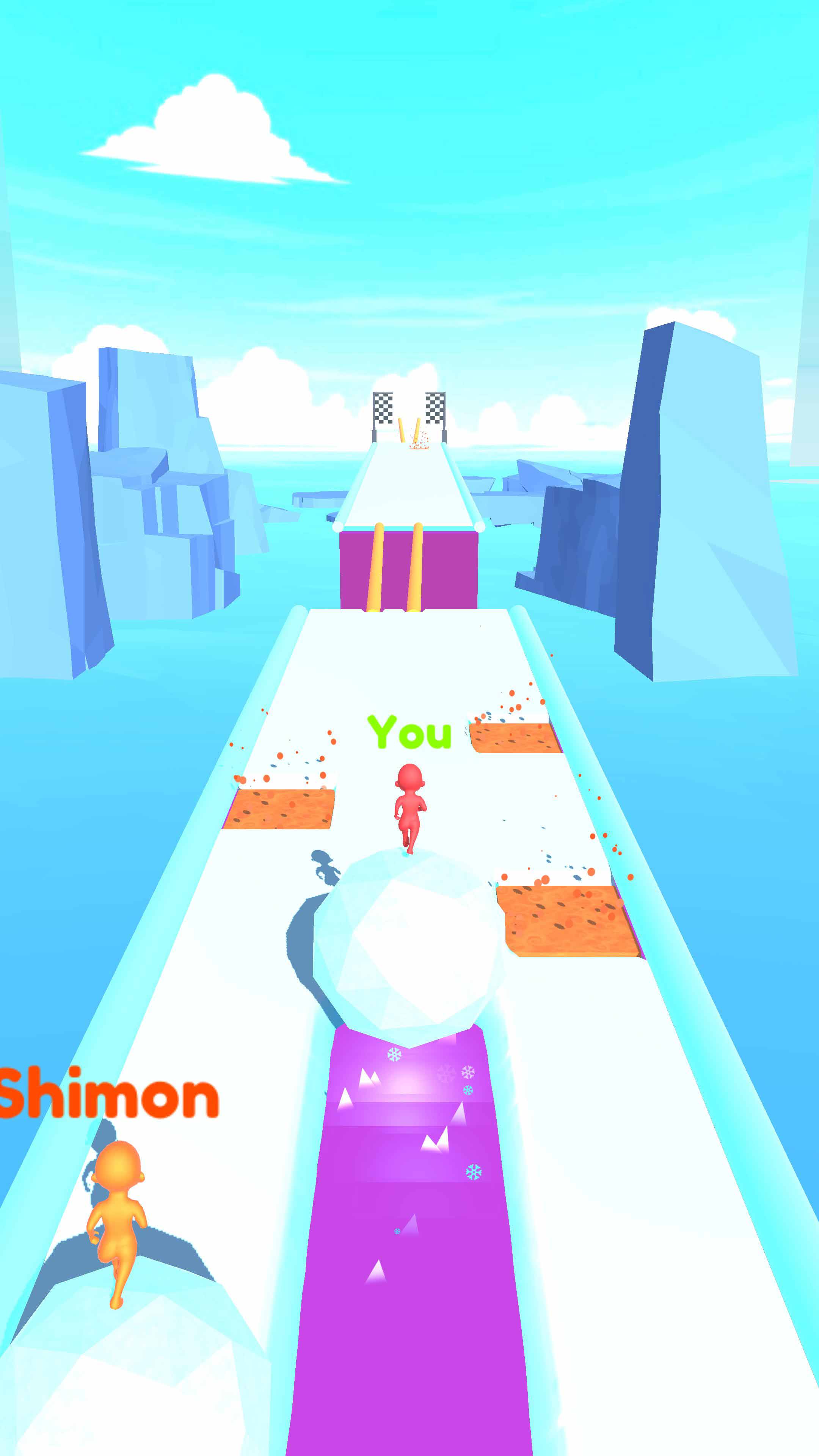 雪地滚球破解版（Snow Rails.io）截图1